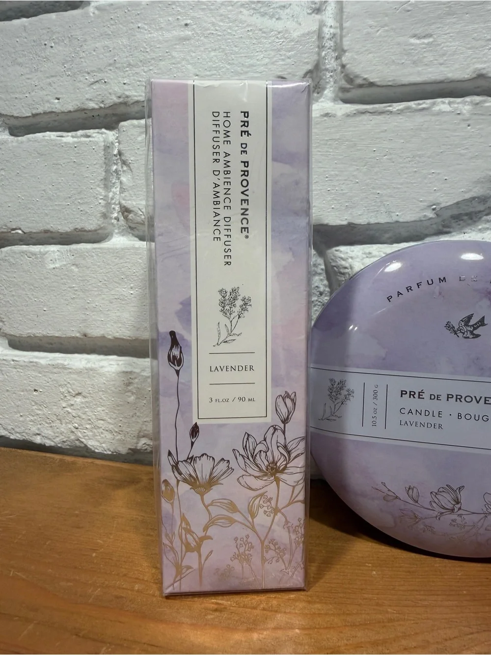 Pré de Provence Lavender Gift Set Candle Body Butter Reed Diffuser 3-Piece NIB